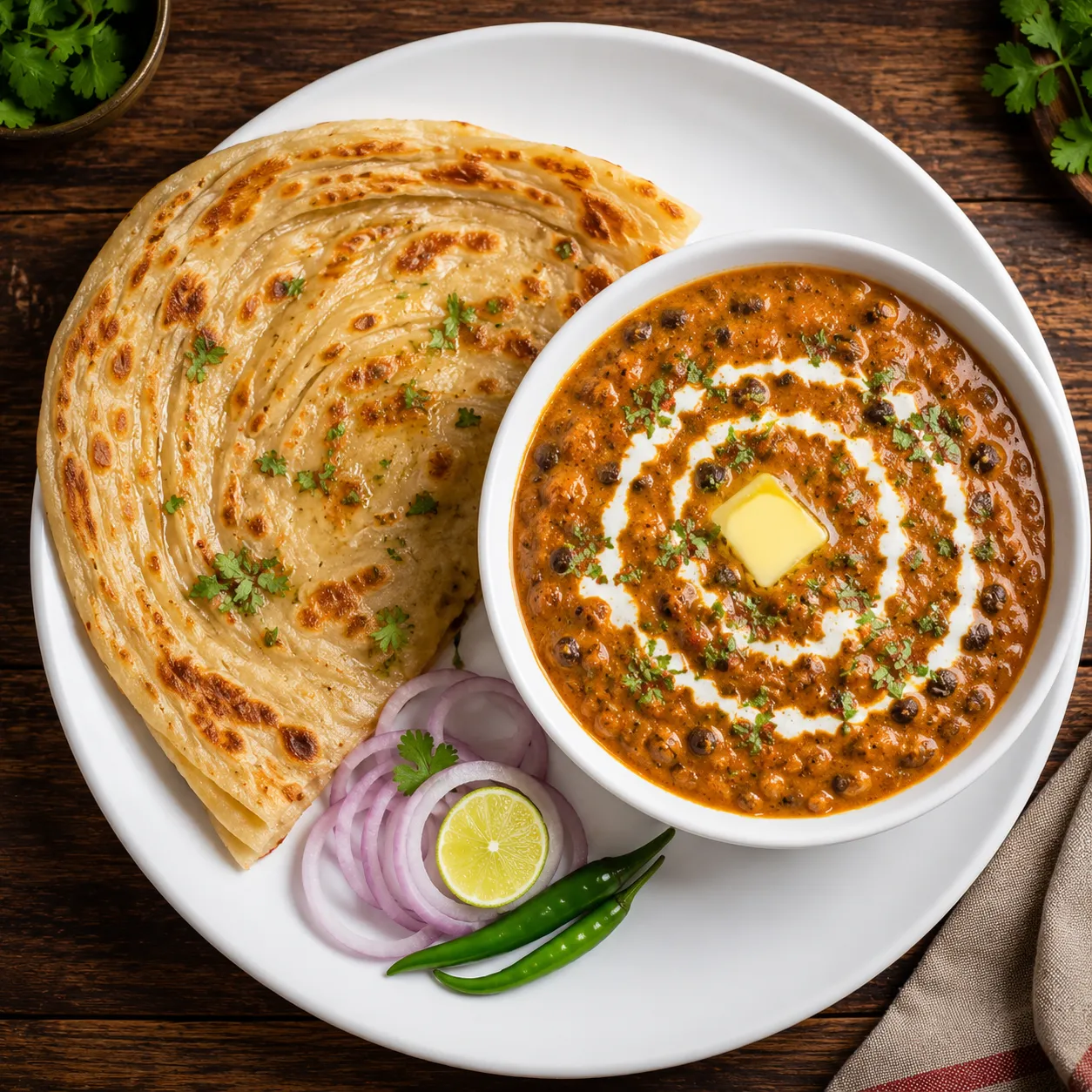 Dal Makhani with home-style paratha — pure veg meal at Balista Summerside Edmonton